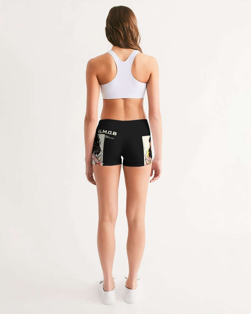 G.M.O.B. Women's Flower Girl Mid-Rise Yoga Shorts G.M.O.B HipHop Clothing