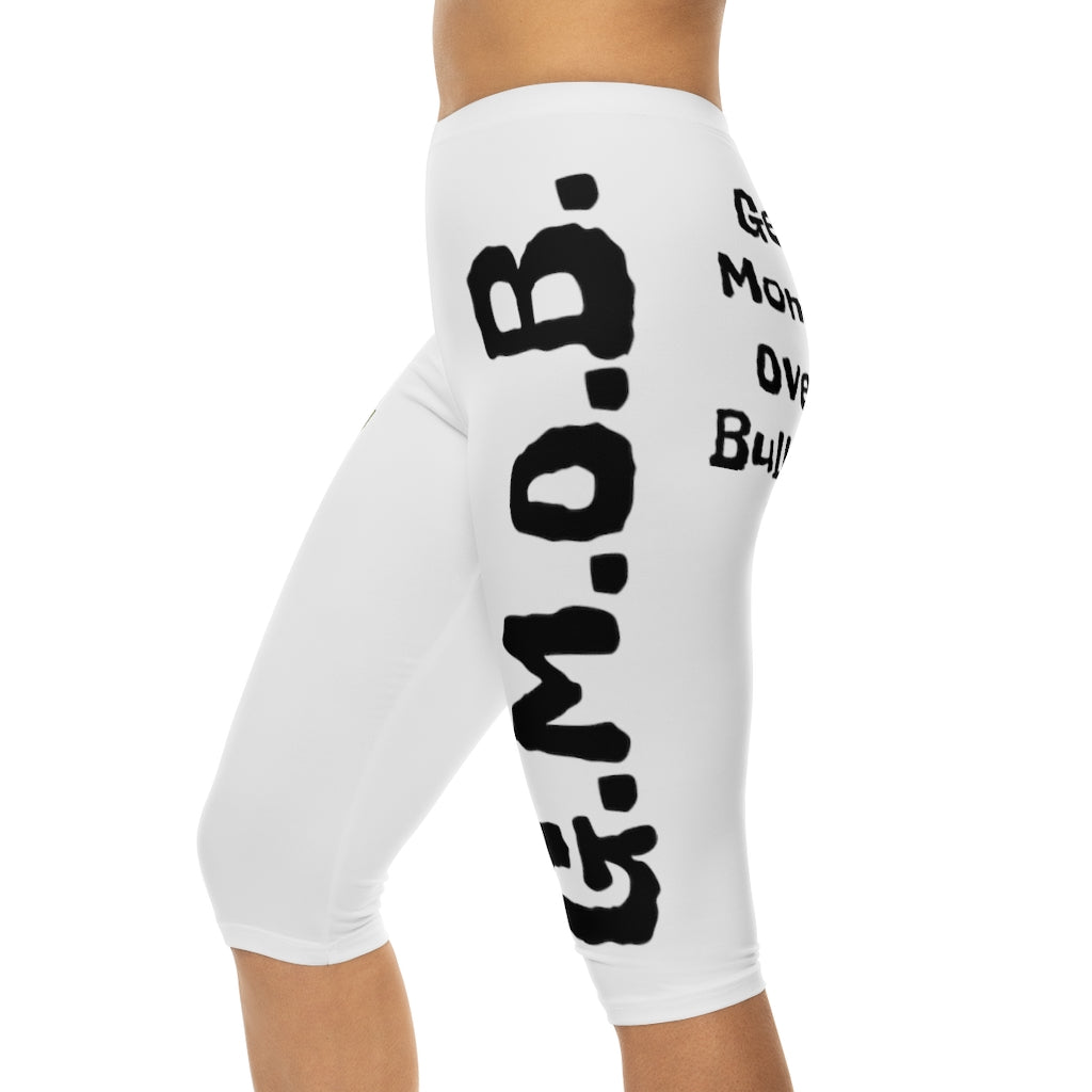 G.M.O.B. Women’s Capri Leggings (White/Black) Printify