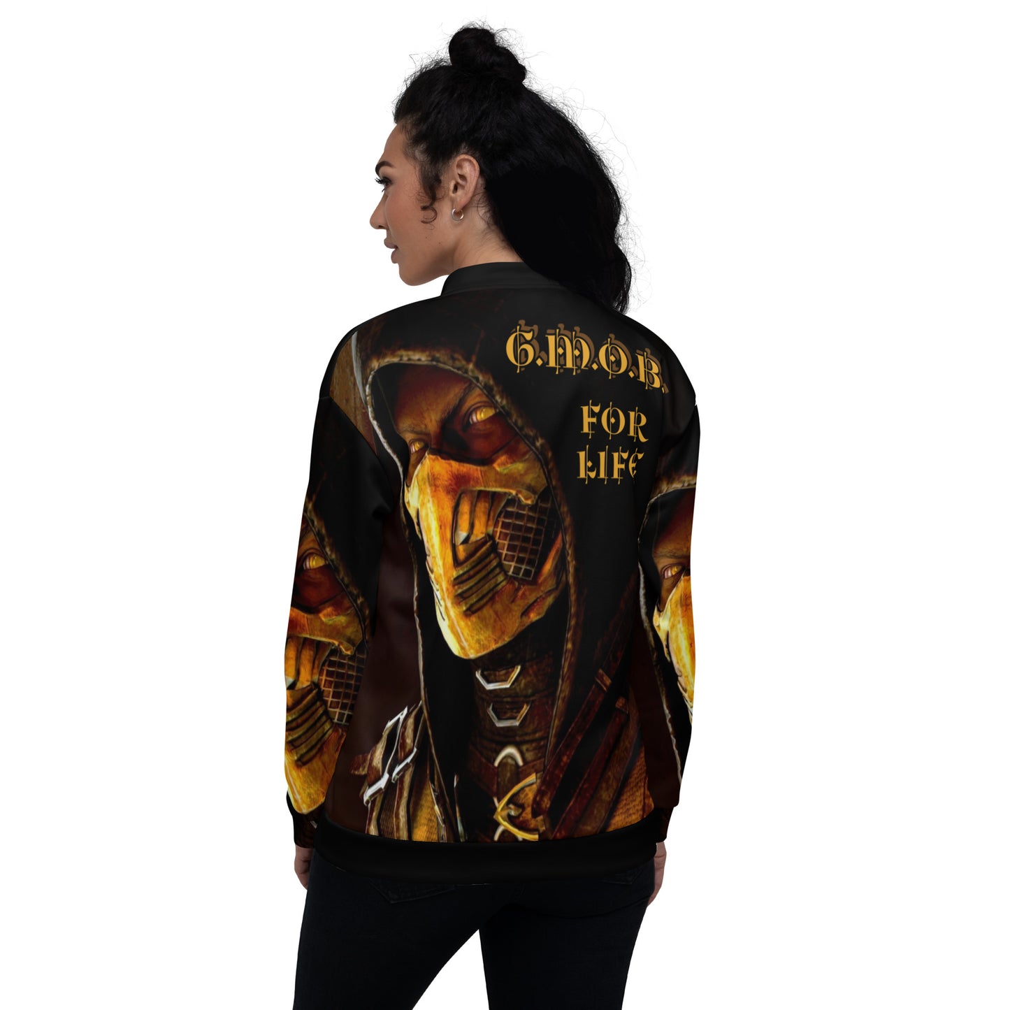 G.M.O.B. Unisex Mortal Kombat Scorpion Bomber Jacket G.M.O.B HipHop Clothing