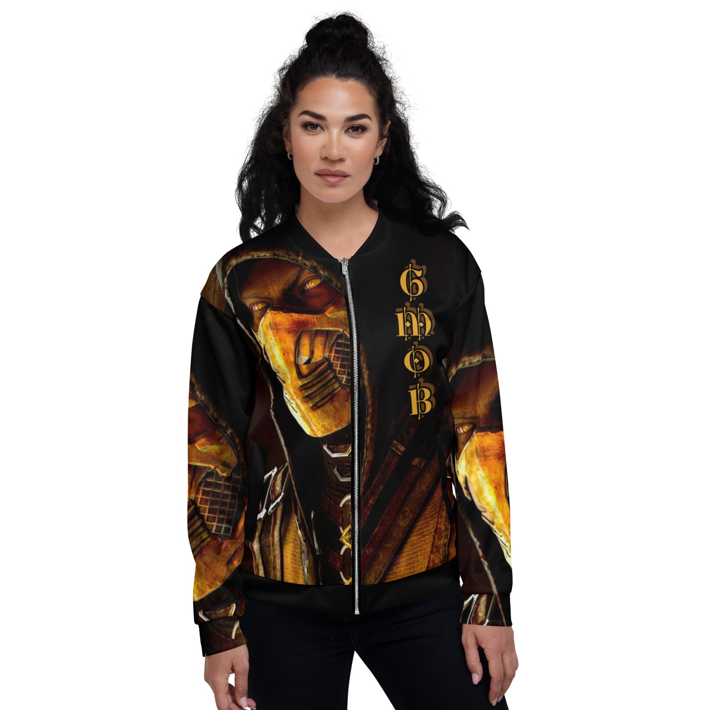 G.M.O.B. Unisex Mortal Kombat Scorpion Bomber Jacket G.M.O.B HipHop Clothing