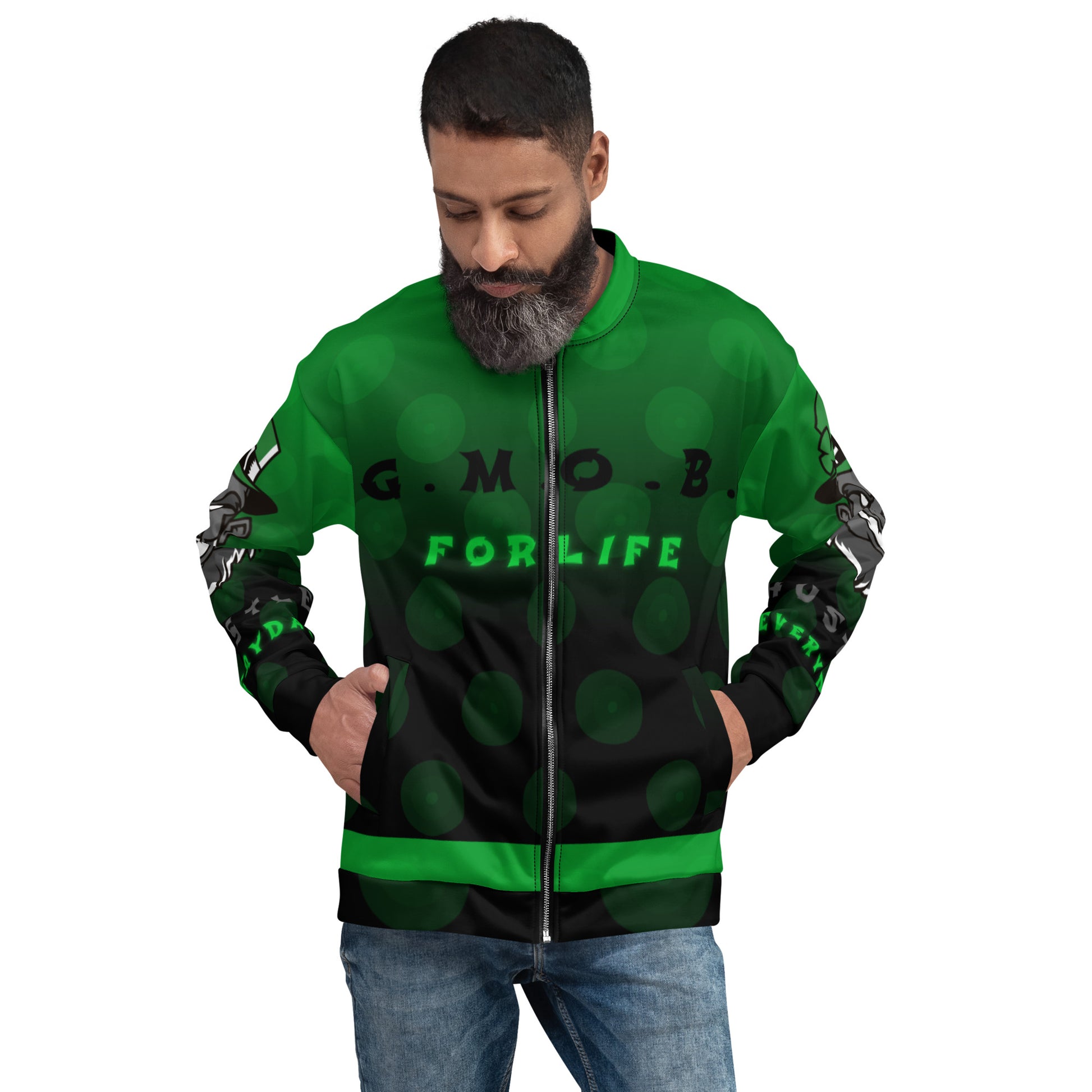 G.M.O.B. Men's Lucky Leprechaun Bomber Jacket G.M.O.B HipHop Clothing