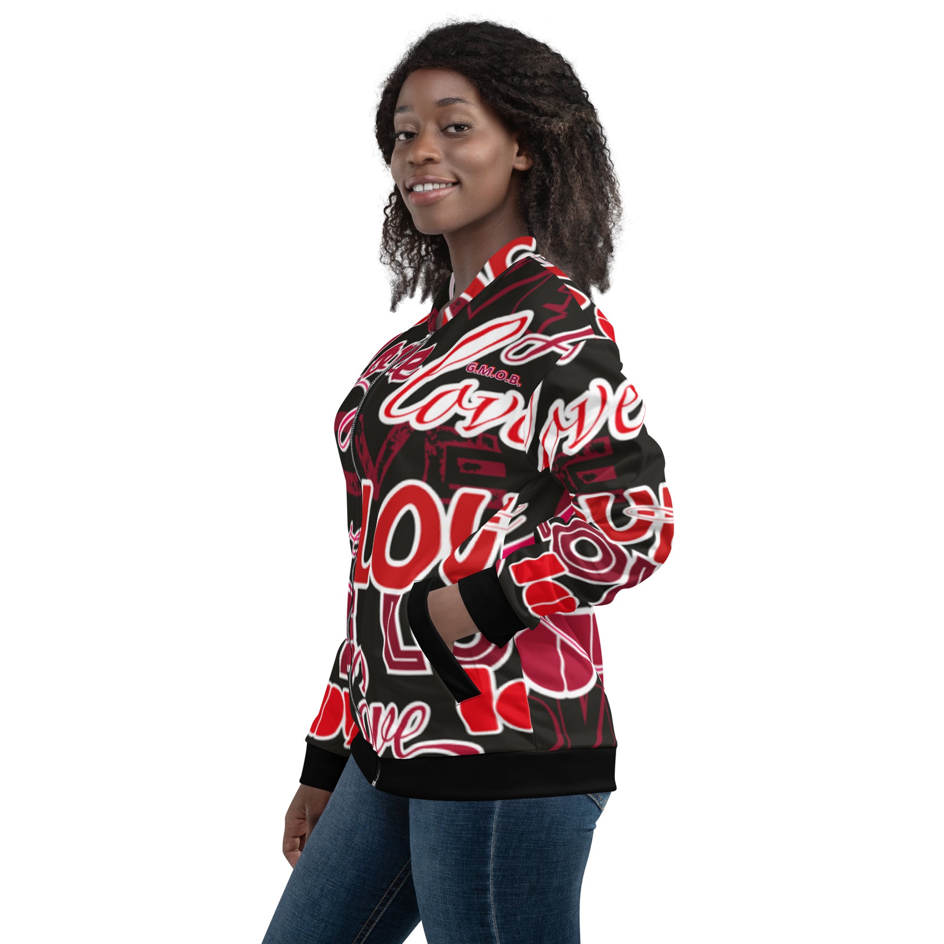 G.M.O.B. Women's Love Bomber Jacket G.M.O.B HipHop Clothing