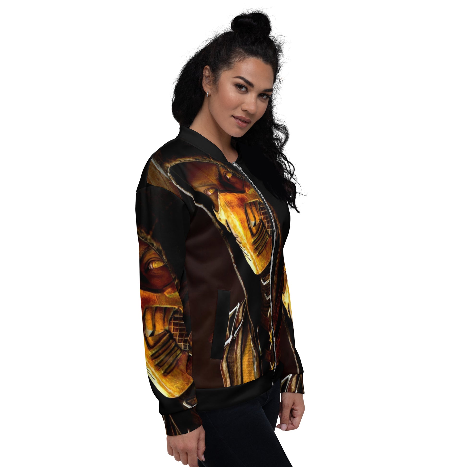 G.M.O.B. Unisex Mortal Kombat Scorpion Bomber Jacket G.M.O.B HipHop Clothing