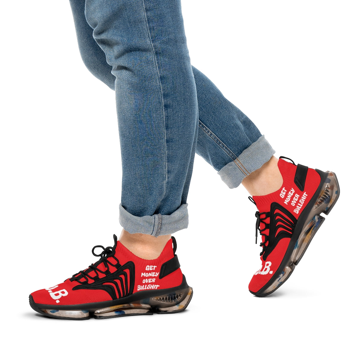 G.M.O.B. Men/Women Mesh Sports Sneakers (RED) Printify