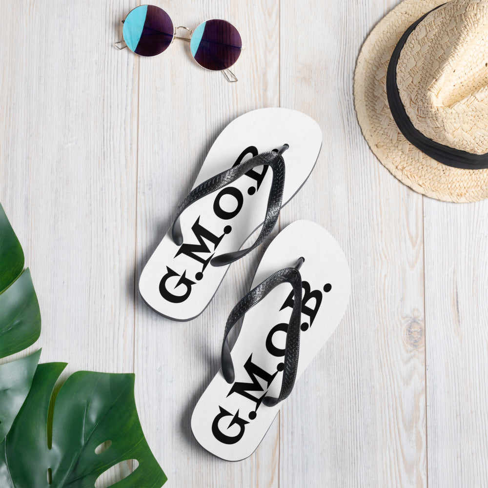 G.M.O.B. Flip-Flops ( WHITE/BLACK) gmobllc2022