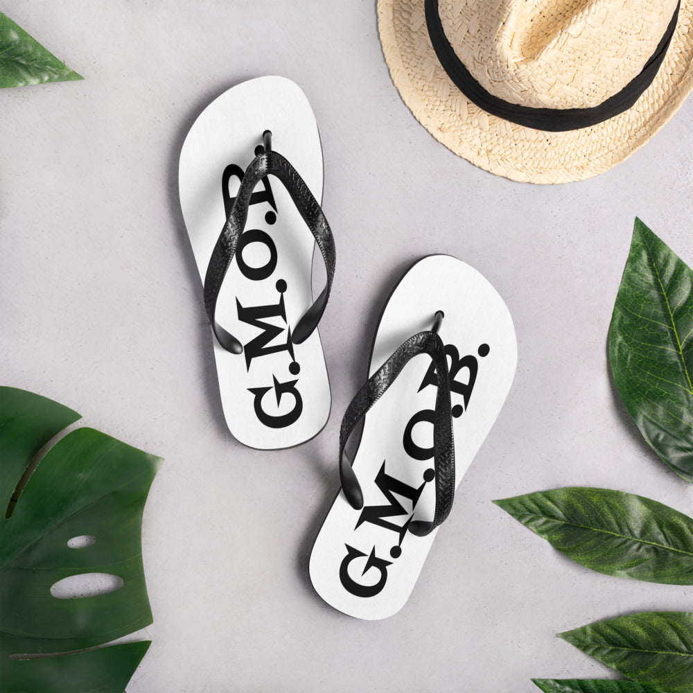 G.M.O.B. Flip-Flops ( WHITE/BLACK) gmobllc2022